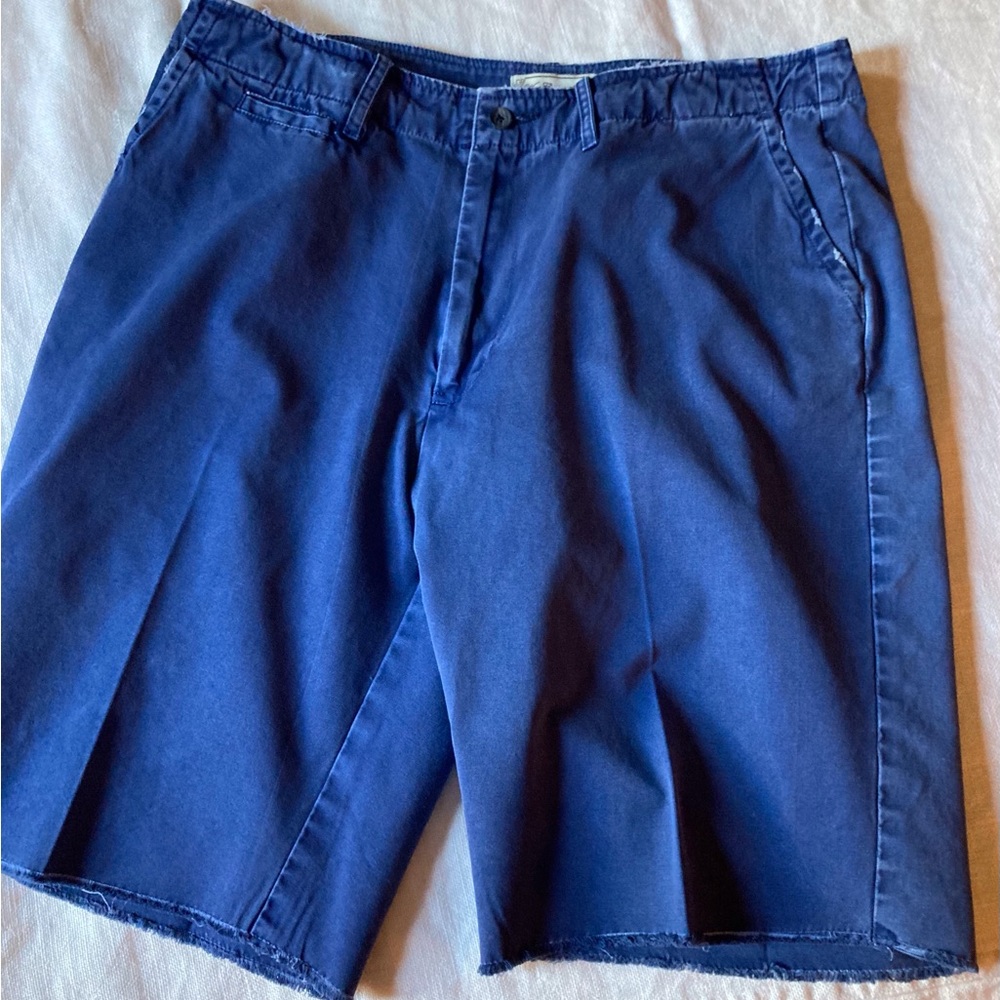 What comes around goes around, mens rich navy brushed cotton flat front shorts
